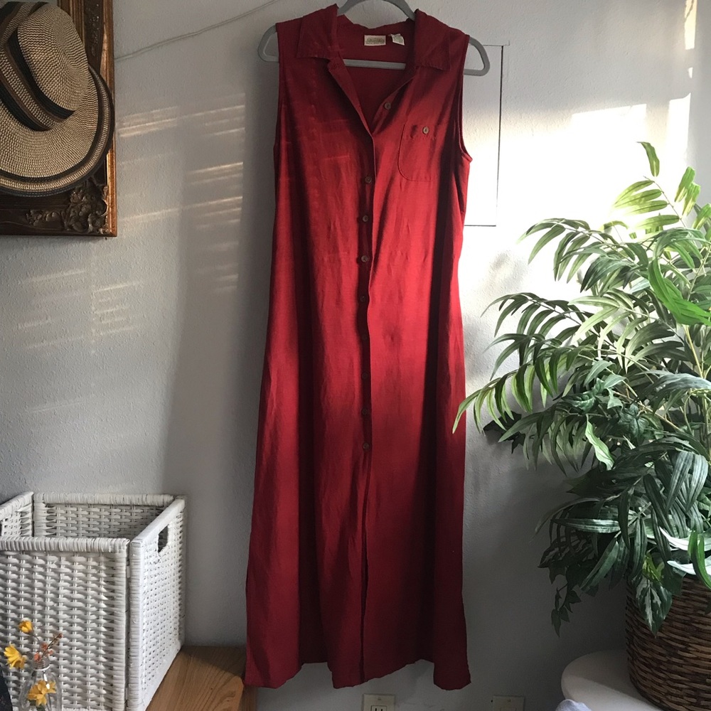St. John’s Bay Red Button Down Linen Dress